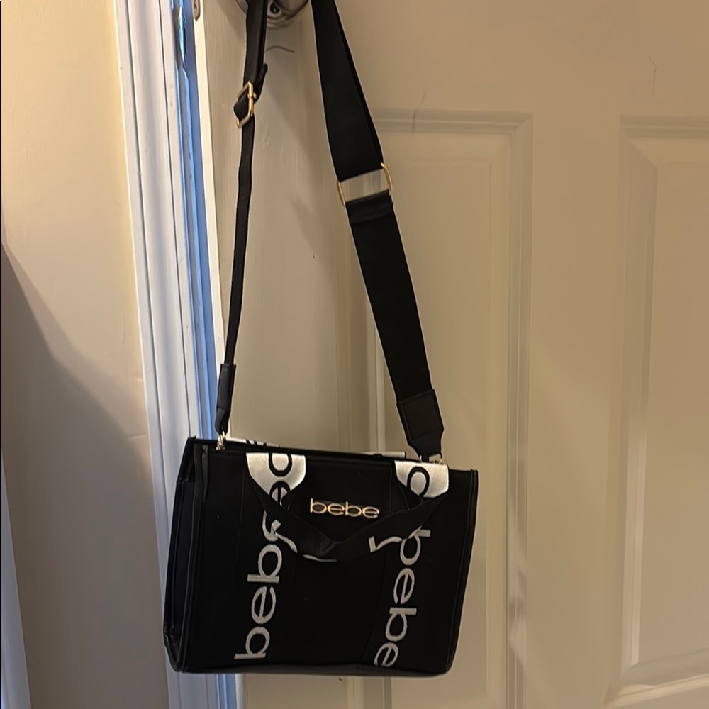 Bebe Black and White Logo Crossbody Bag